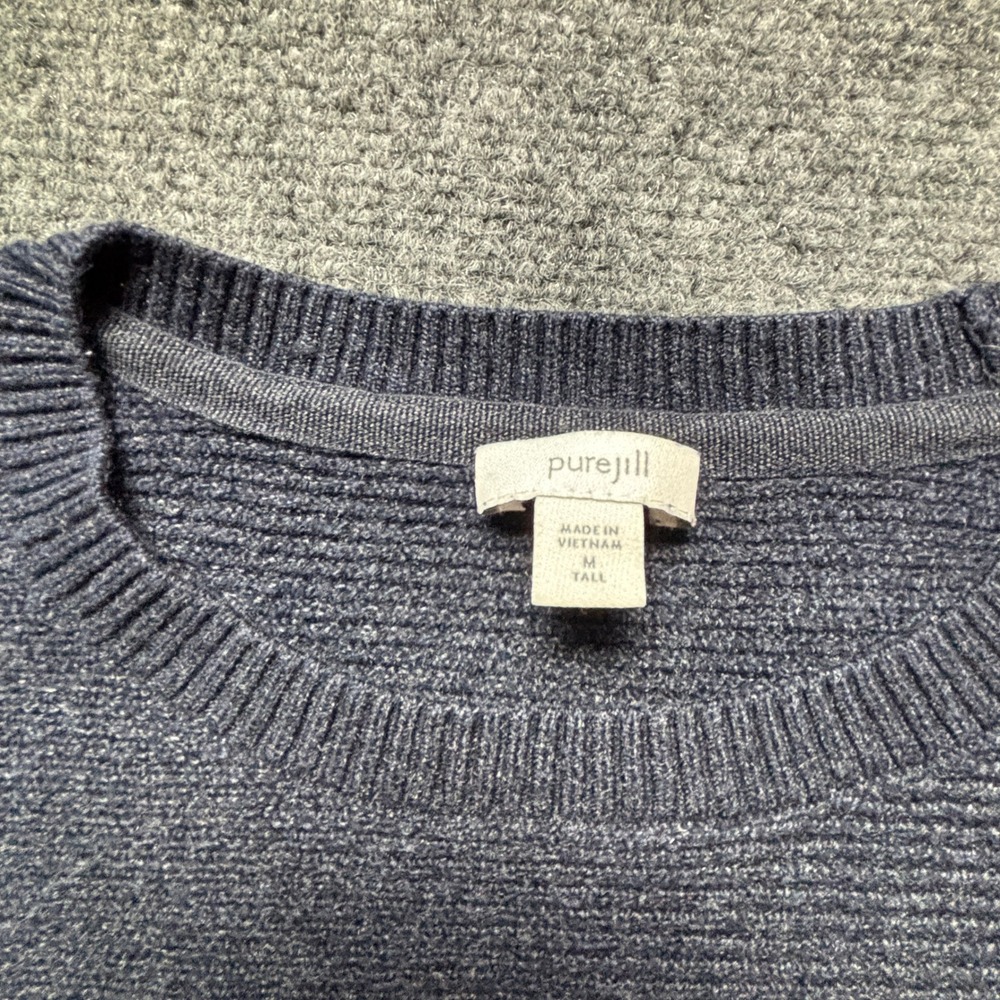 J. Jill Pure Jill Ribbed One-Pocket Sweater Womens Medium Tall Navy Blue Knit - Picture 3 of 8